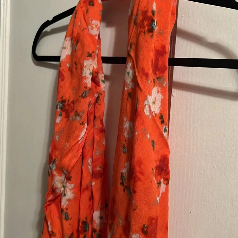 J.Crew Women’s Floral Pashmina Wool Laine Floral Scarf Wrap Shawl Red Orange